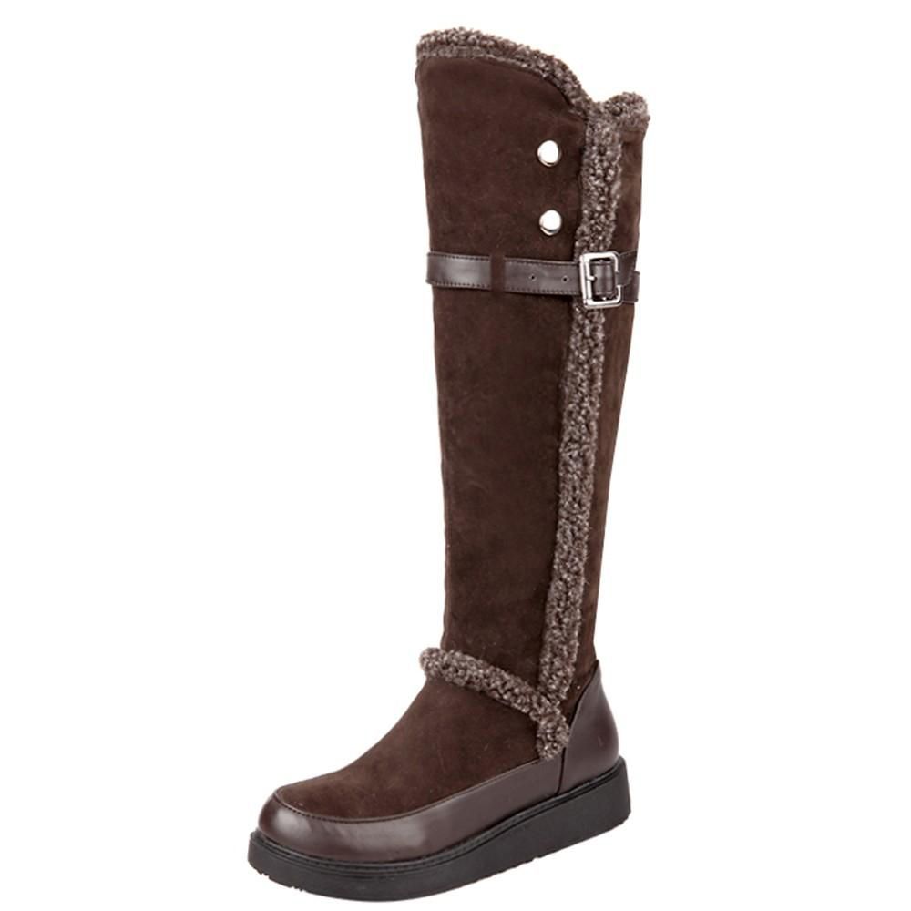 korean fashion boots for women ladies Women Warm Winter Retro FlatAnkle Snow Long Boots Round Toe Shoes