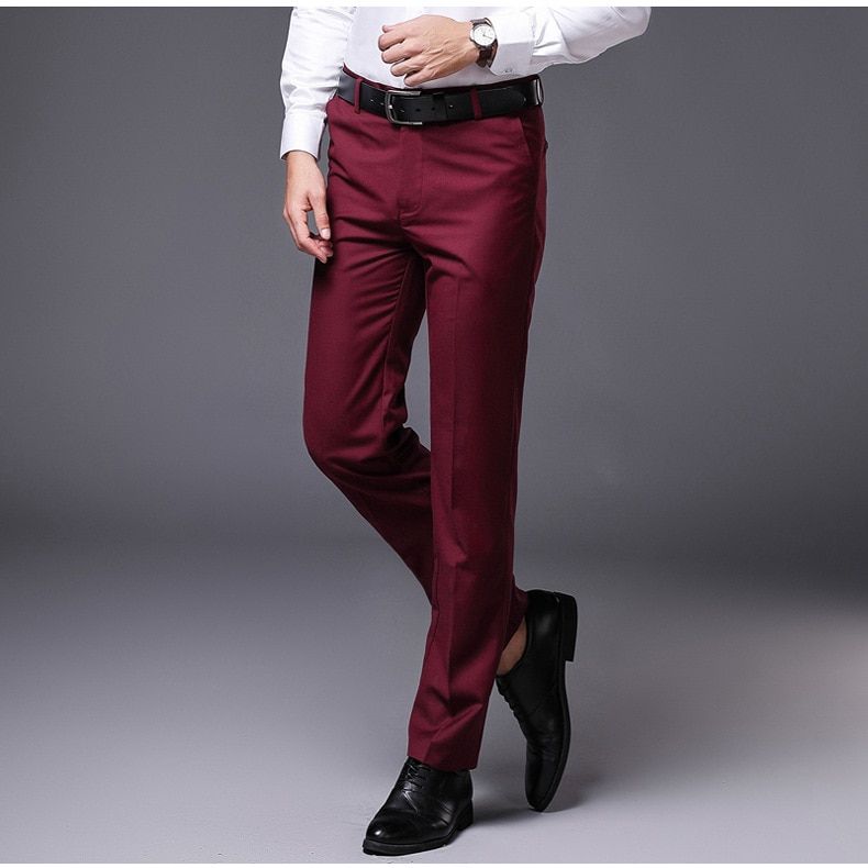 2019 Men's Business Casual Pants Men Suit Pants Black Spring Autumn Fashion Male Elastic Straight Formal Men's Classic Trousers