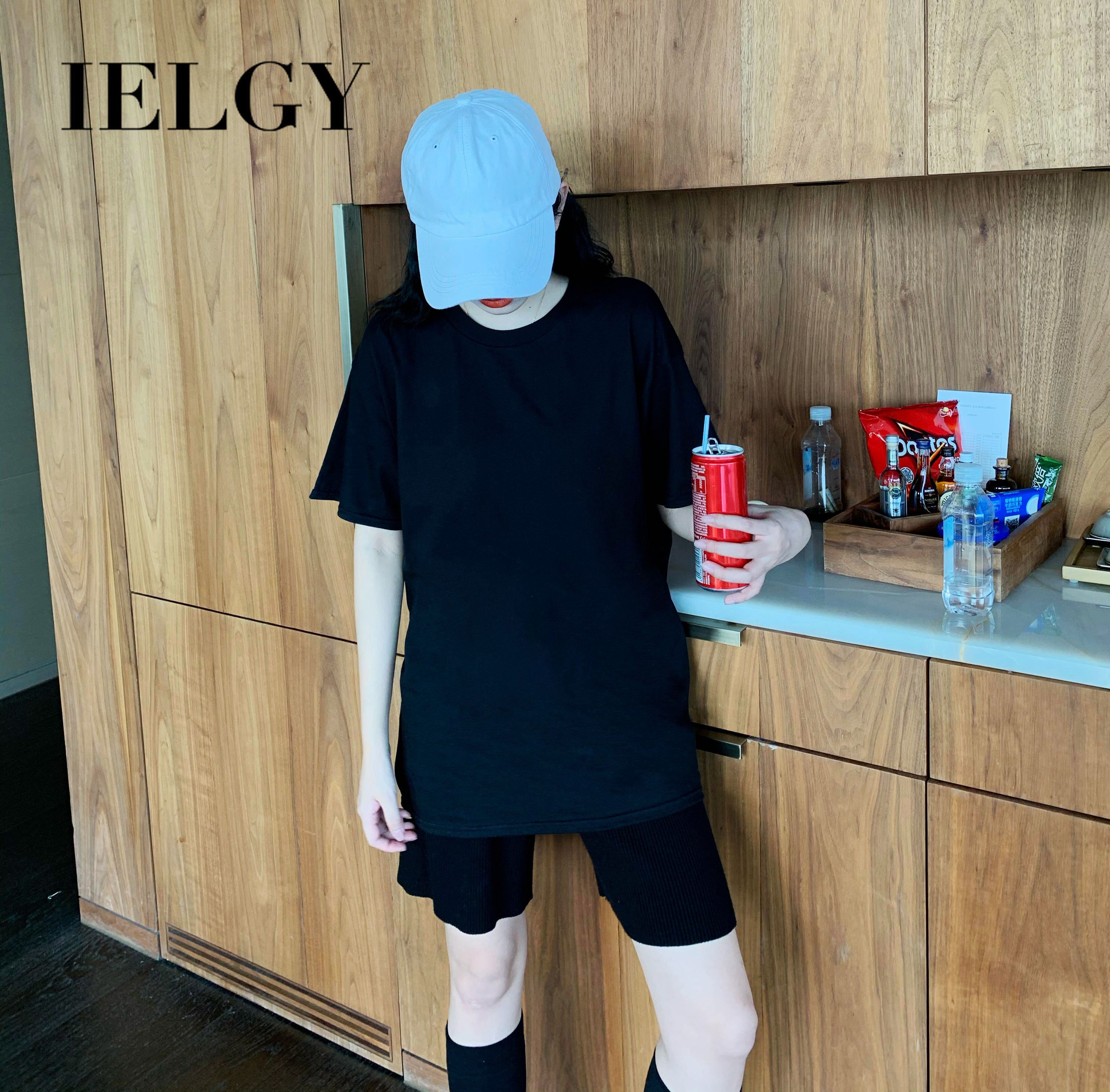 IELGY summer pullover Korean small shirt T-shirt women short sleeve loose solid color simple shirt ins tide