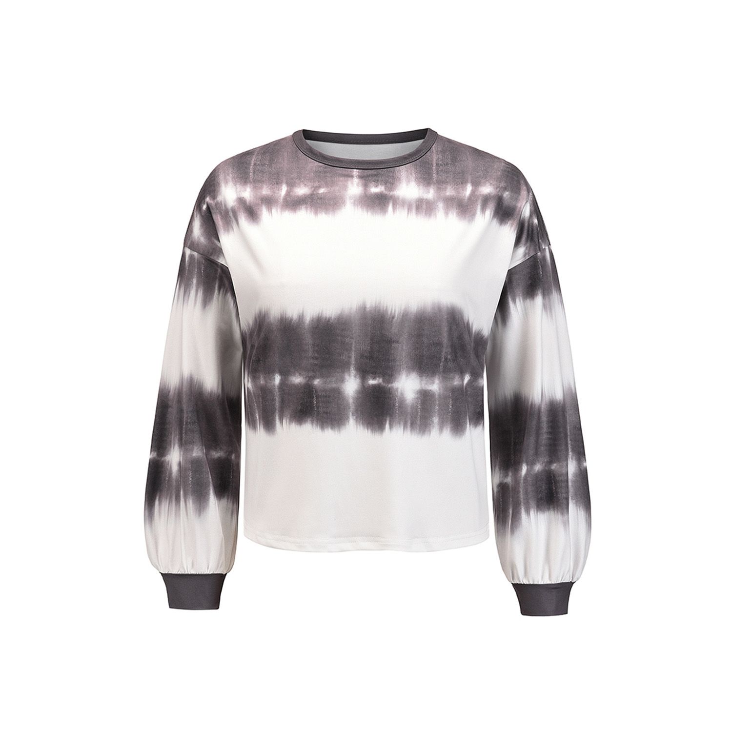 2021 Women Tie-dye Print Pullover, Long Sleeve Round Neck Sweater Autumn and Winter Top