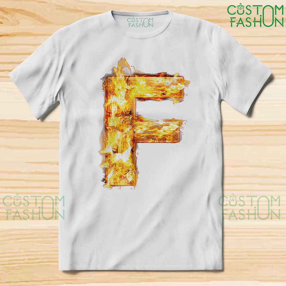 Alphabet Letter T Shirts Flame Fire  Letter T Shirt - Tshirt For Men