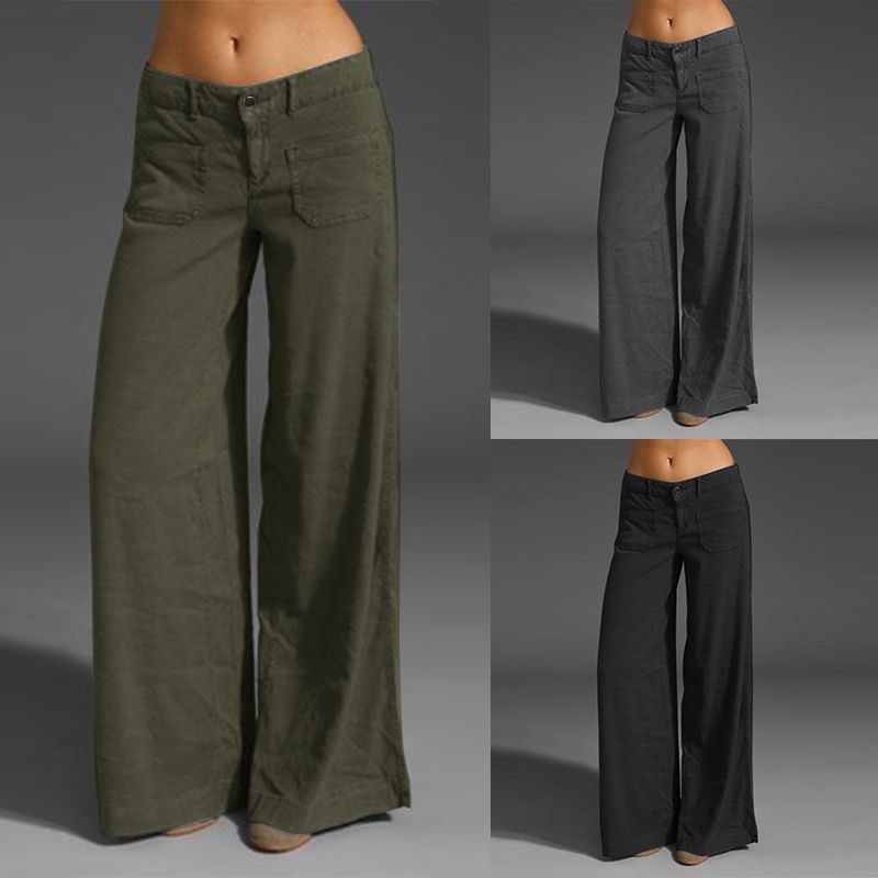 ZANZEA Women Flare Wide Leg Pants Culottes Office Ladies Palazzo Trousers