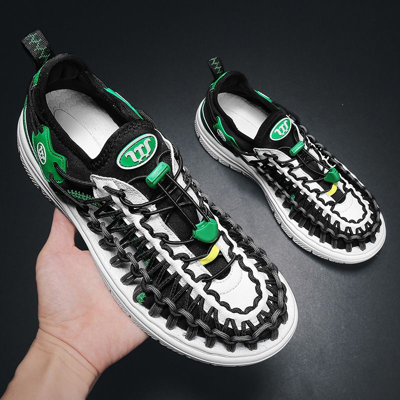 Summer Beach Upstream Men Sandals Couple Soft Bottom Sports Knit Breathable Slippers