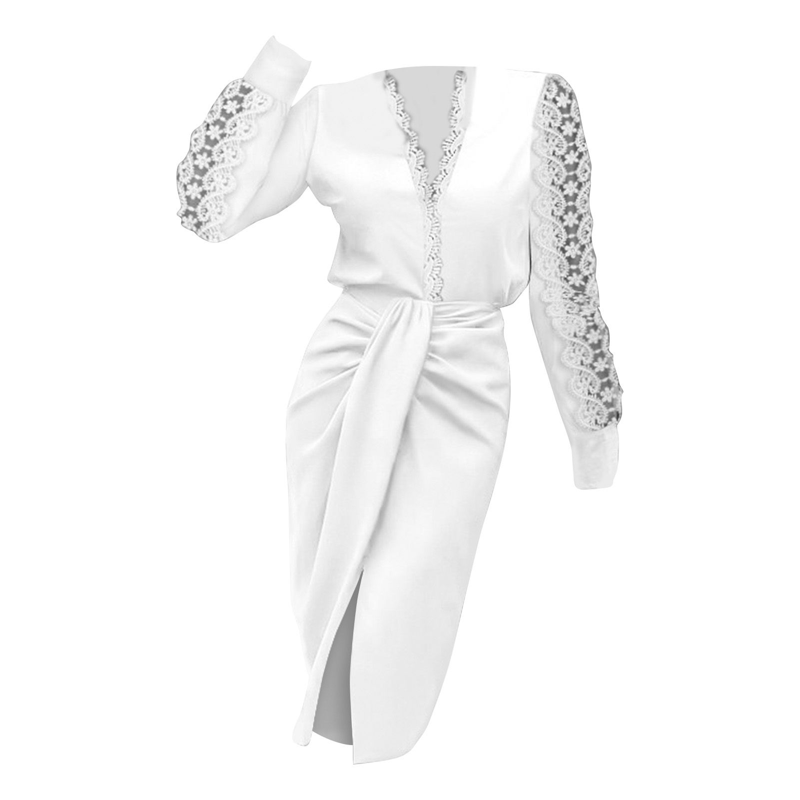 Bust Skirt Hollowed Lace Waist Tied Slim Dress