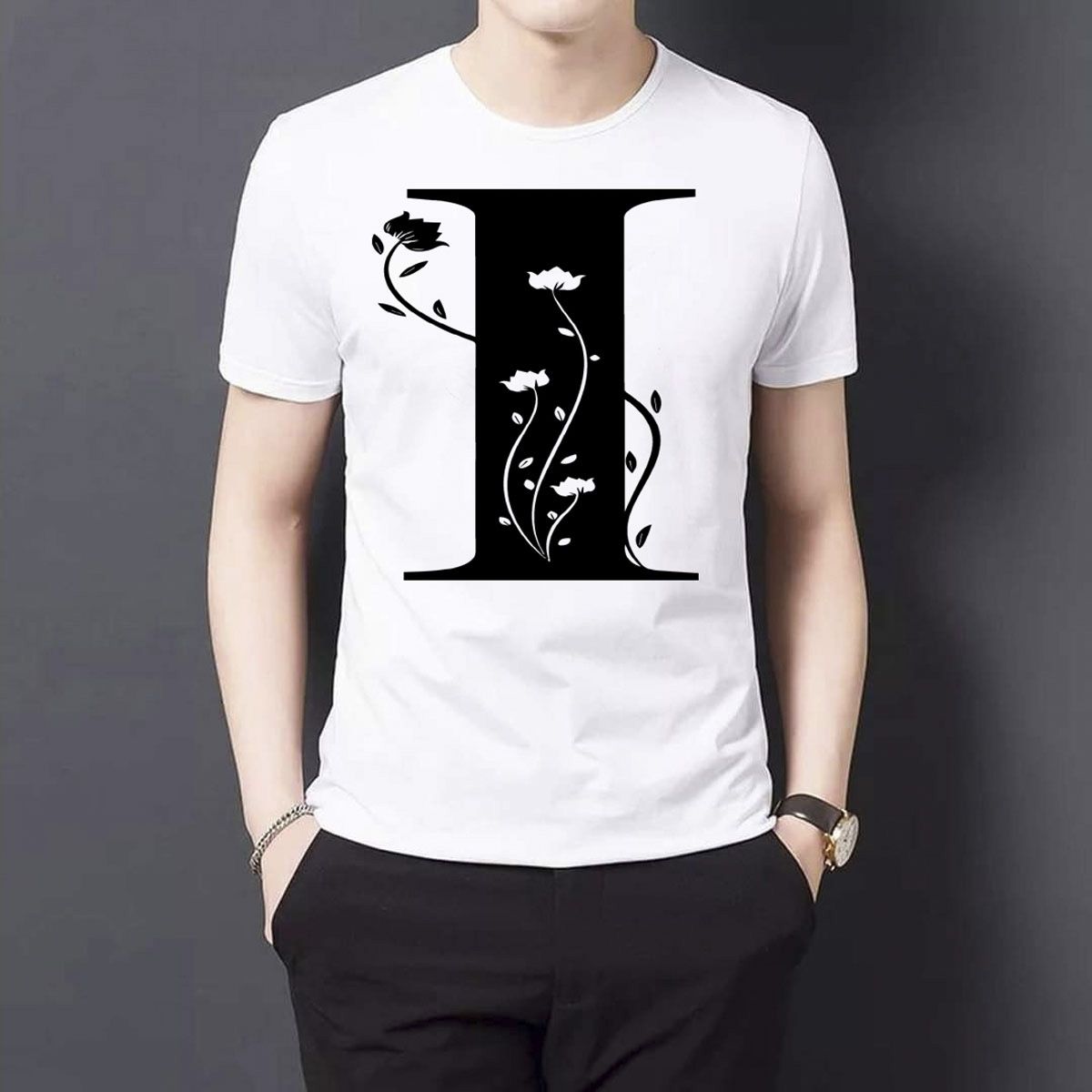 Alphabet Letter "I" T-Shirt For Men's