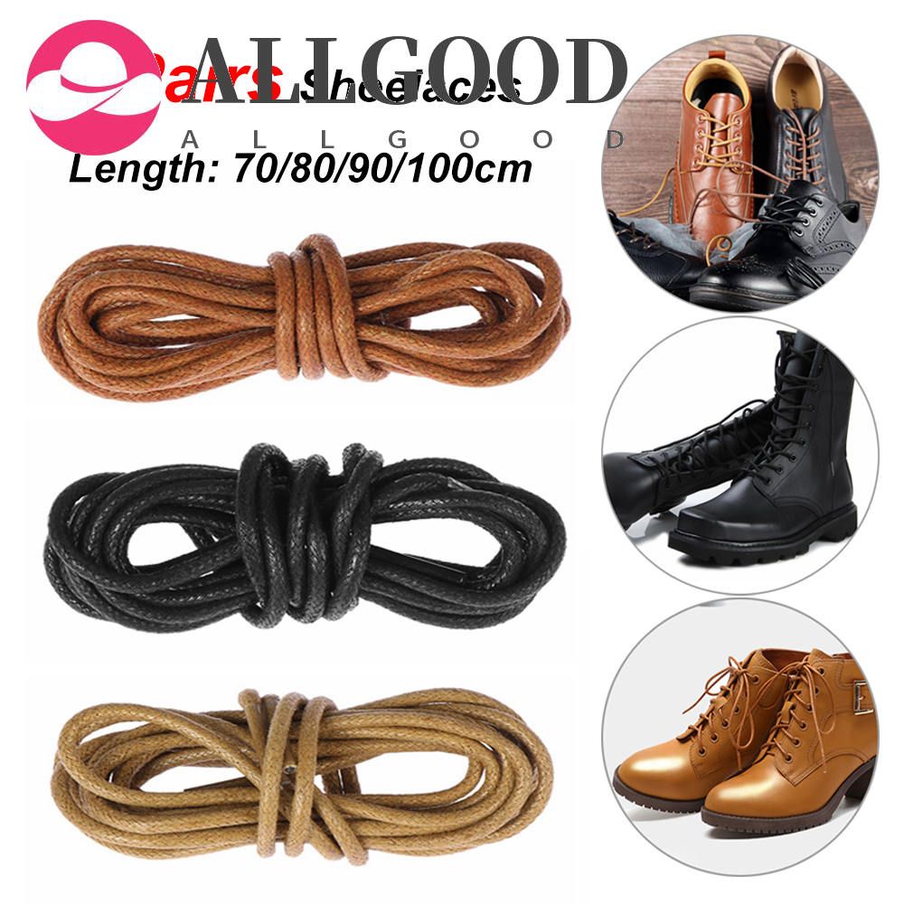 2 Pairs Men Women Shoe Laces Cord Boots Round Waxed Shoelaces Leather Dress Shoes