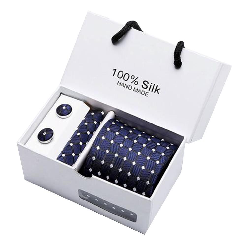 5Pcs Men Handkerchief Cuff Button Necktie Suit Wedding Party Accessories Gift
