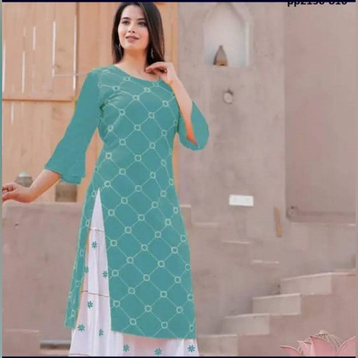 Top Kurti Skirt Bottom Cloth Traditional Look Kurti Shalwar( screen print )