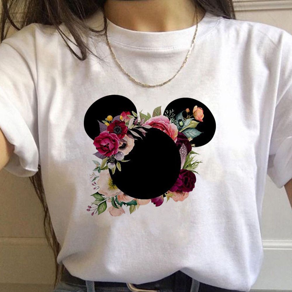 Women Minnie Mouse Print Casual Cartoon Leopard Bow Short Sleeve Summer Lady Girl Womens Clothing Tops T-Shirt Female T Shirt