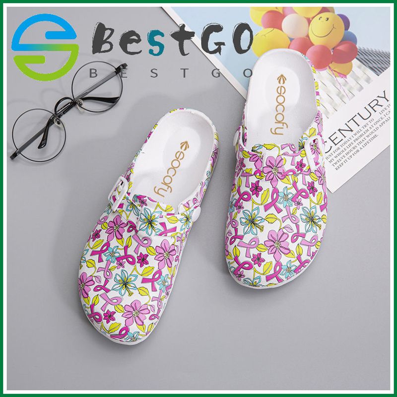 Lightweight Slip-on Buckle Strap Mules Waterproof Non-slip Working Nursing Shoes