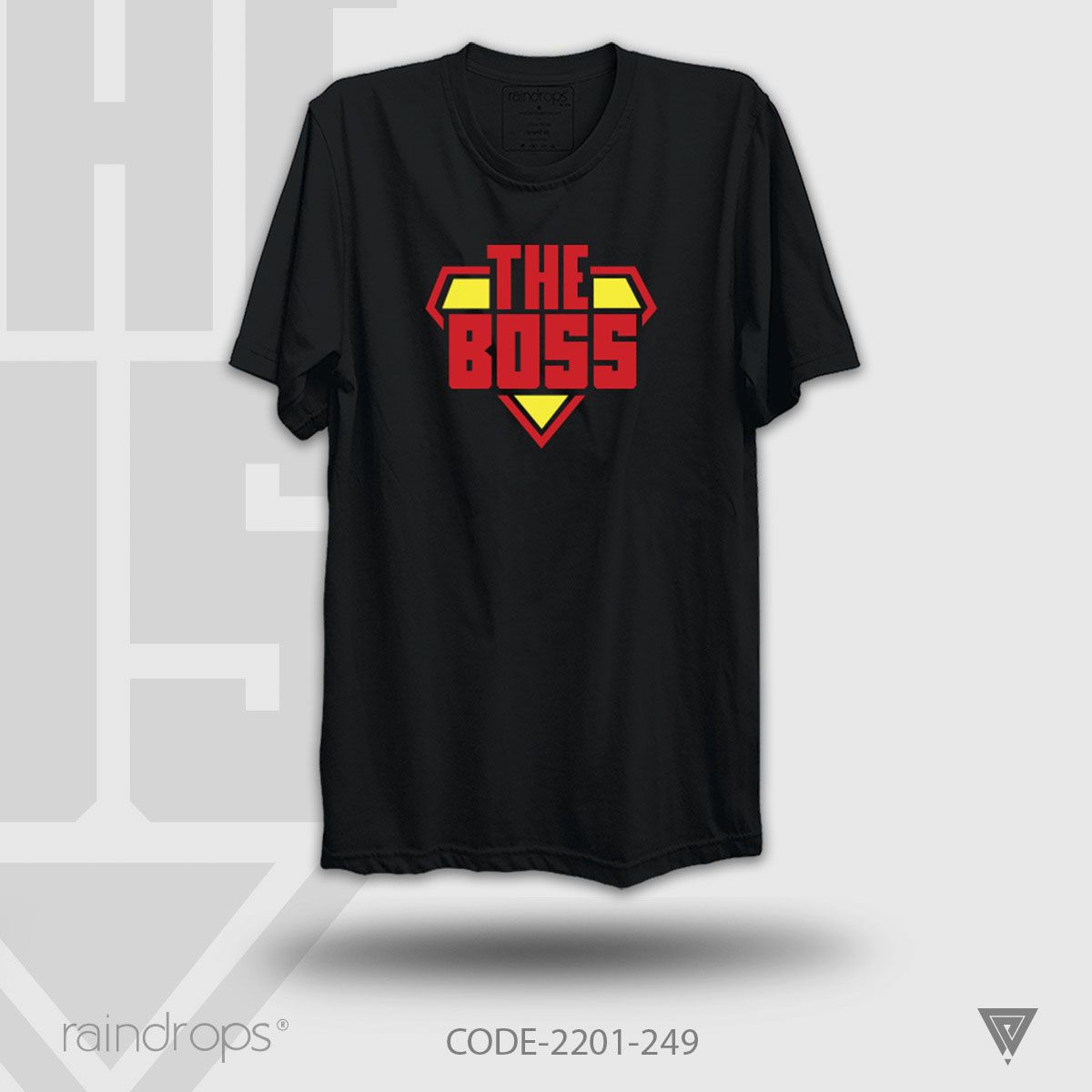 Raindrops Premium T-shirt The Boss' Designed Half Sleeve Black  For Men