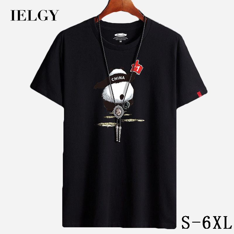 IELGY Short-sleeved T-shirt men's summer round neck cotton loose large size half-sleeved anchor with goods