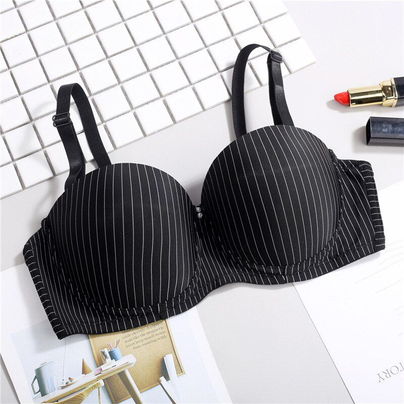 Deruilady  Bra Half Cup Underwire Push Up Bras For Women Breathable Thin Cup Stripe Comfort Women  Lingerie Soft Bras