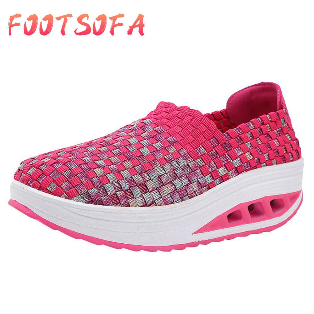 best pick keep running Women Fashion Woven Shake Shoes Leisure Wedge Sports Shoes Running Casual Shoes