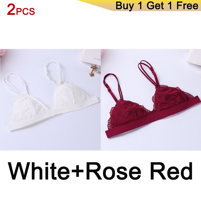 DeRuiLaDy 2PCS Wireless Push Up Bra Thin Bralette Seamless  Lace Bras For Women Comfort Underwear Brassiere  Lingerie