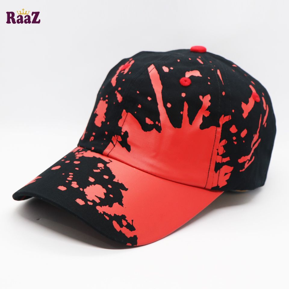 Black and Red Fine Cotton Cap for Men and Women