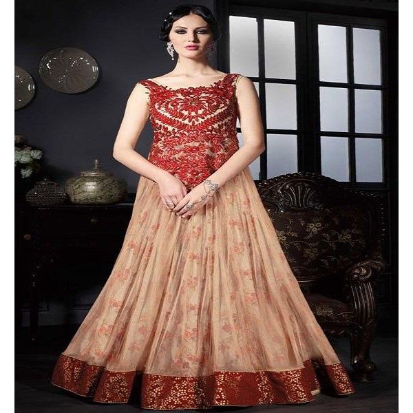 Multicolor Georgette Unstitched Gown for Women