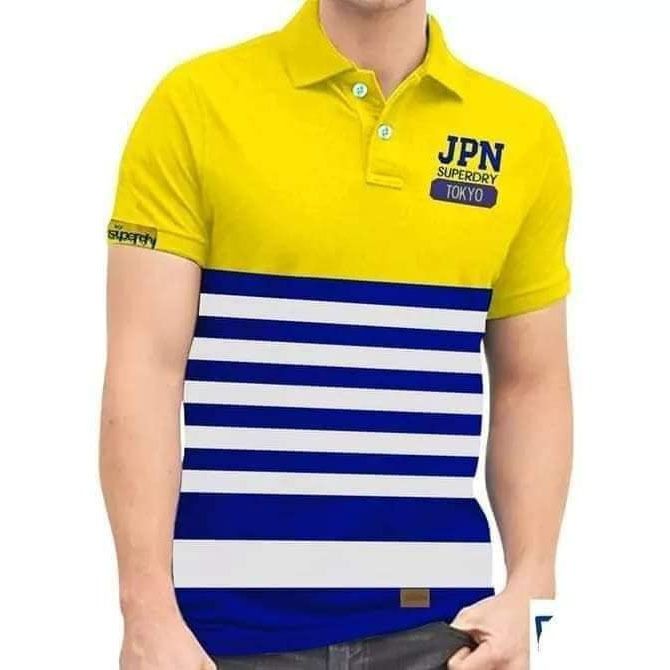 Sky Blue & Yellow Jpn Stylish Polo T-Shirt For Men'S - Polo T Shirt For Men