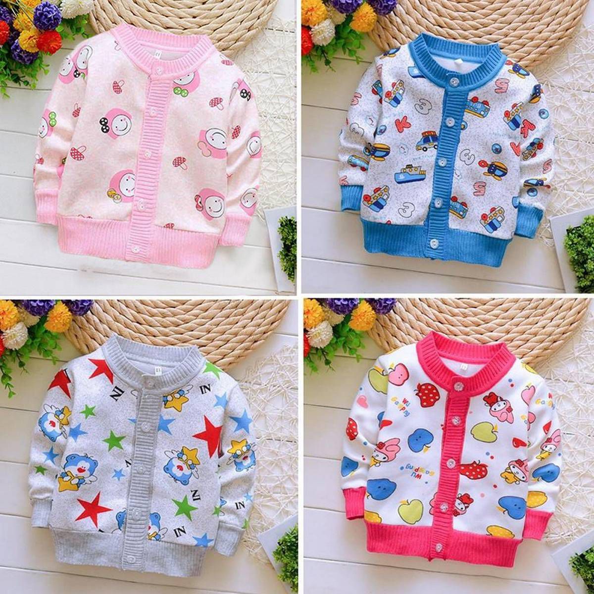 Children Boys Girls Winter Warm Coat Fashion Cartoon Printing Jacket