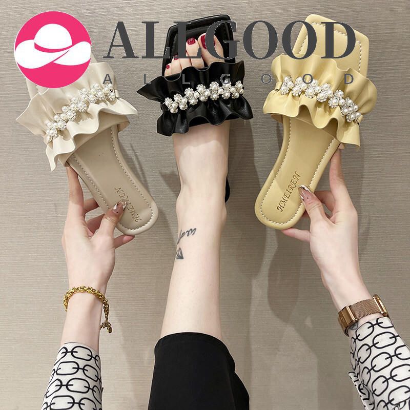 Elegant Summer Women Shoes Casual Rhinestones Flat Sandals for Women Soft Leather Shoes