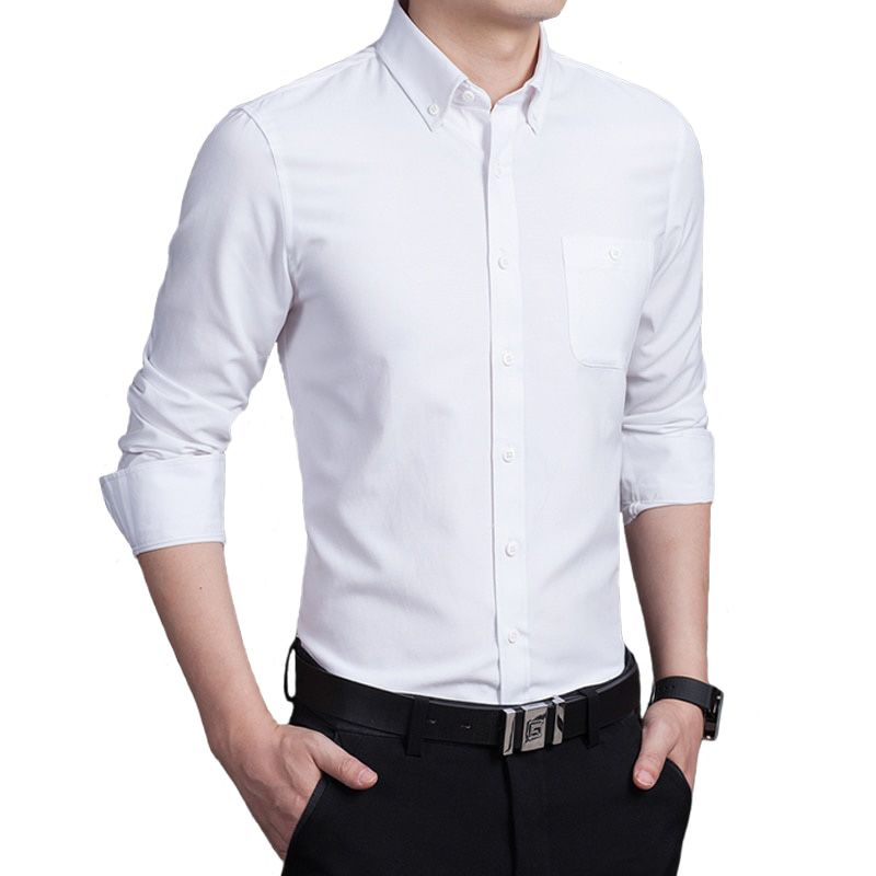 Spring and autumn new men's long-sleeved oxford business casual plus size slim fit shirt