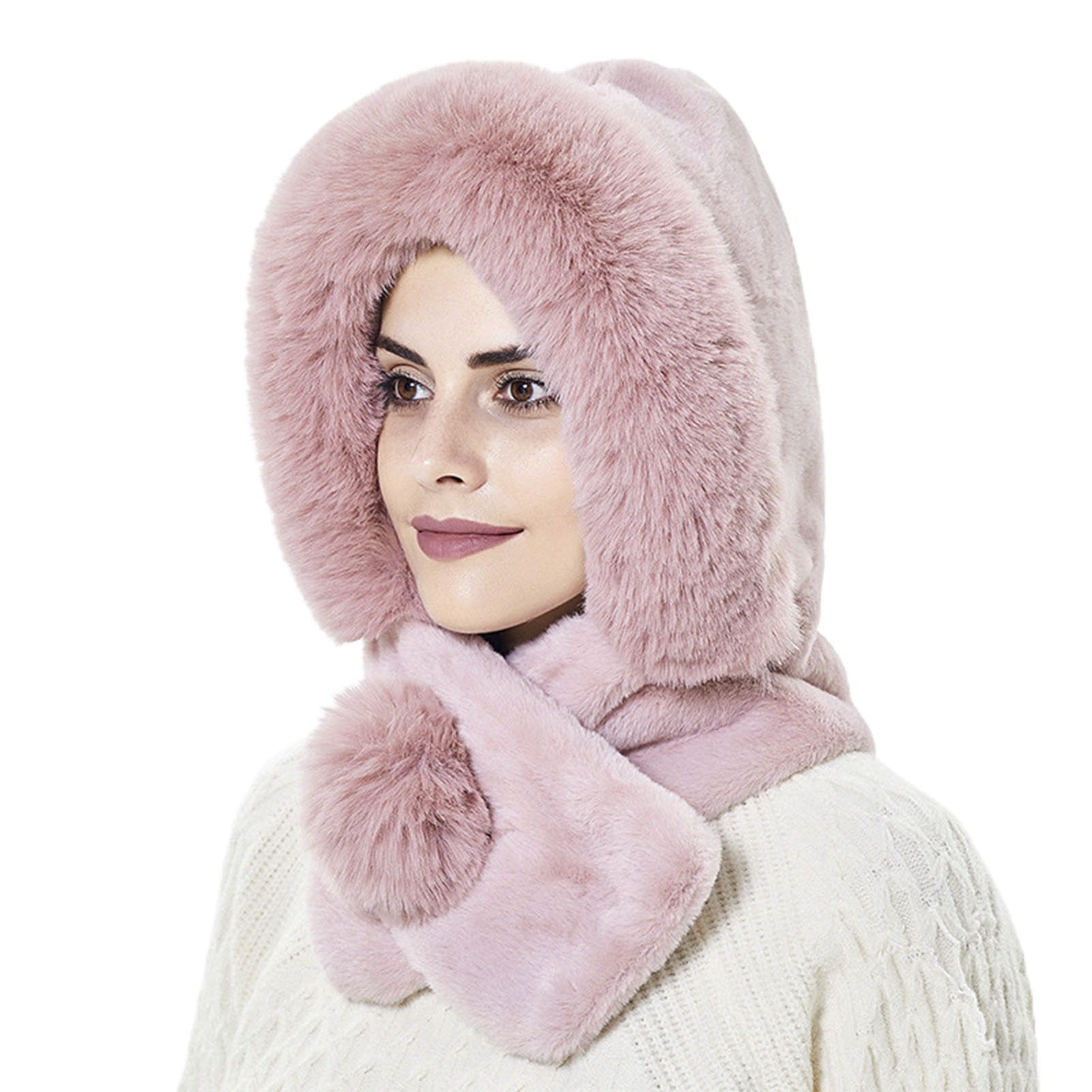 Winter Cap Scarf Lightweight Soft Winter Pure Color Hat Scarf