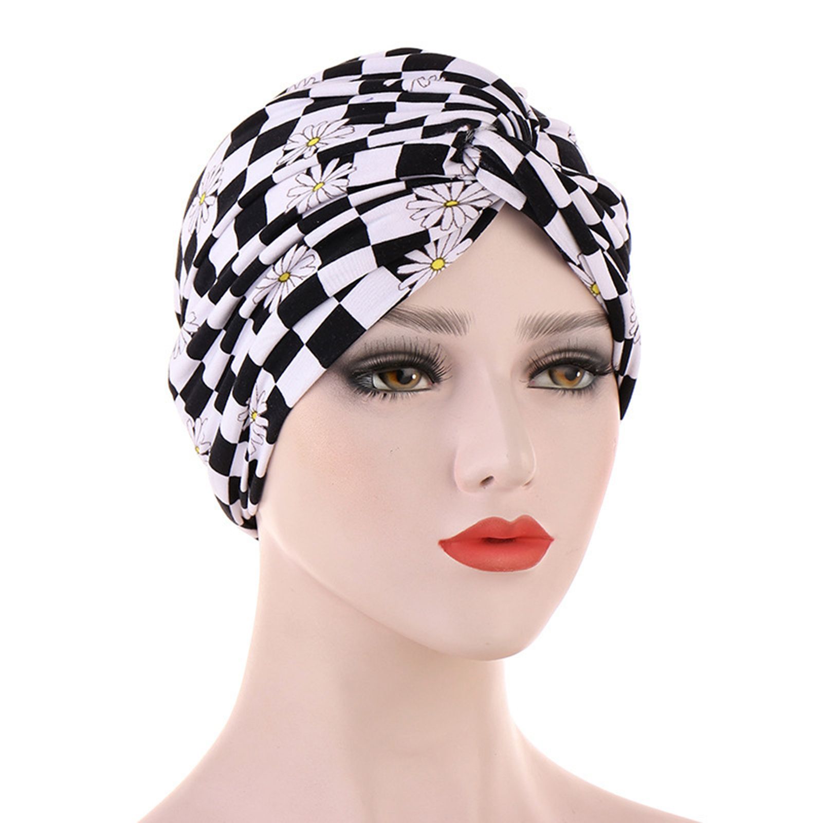 Twist Cap Leopard Print Sweat Absorbing Milk Fiber Fabric Women Flower Printed Turban for Play