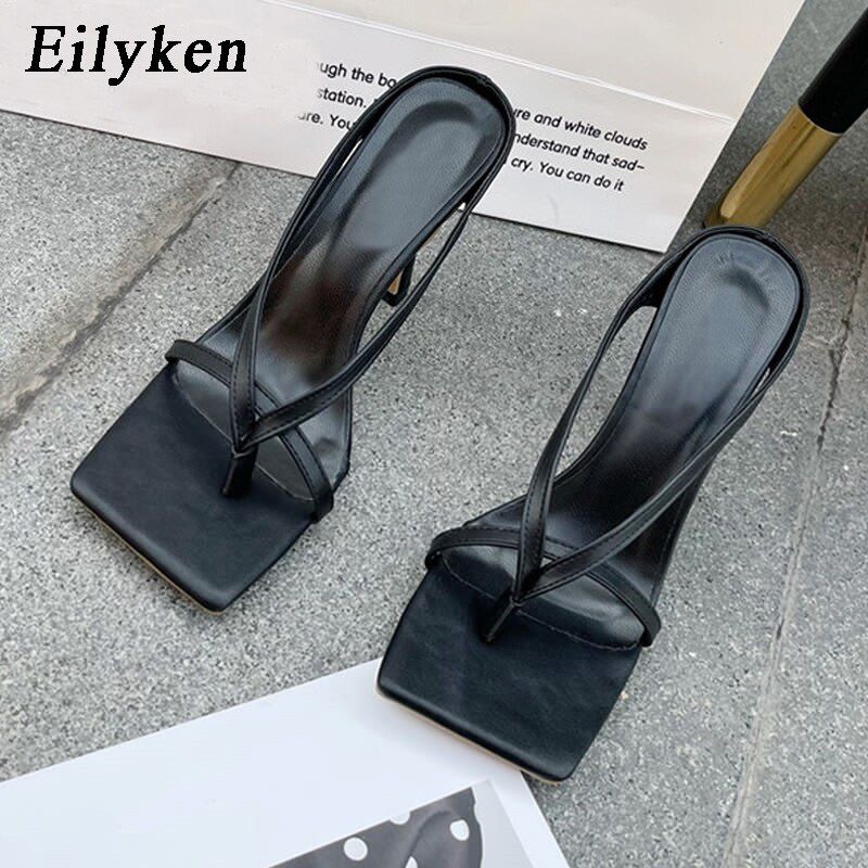 Slipper High Heels Shoes Fall Best Street Look Females Square Head Open Toe Clip-On Strappy Sandals Women