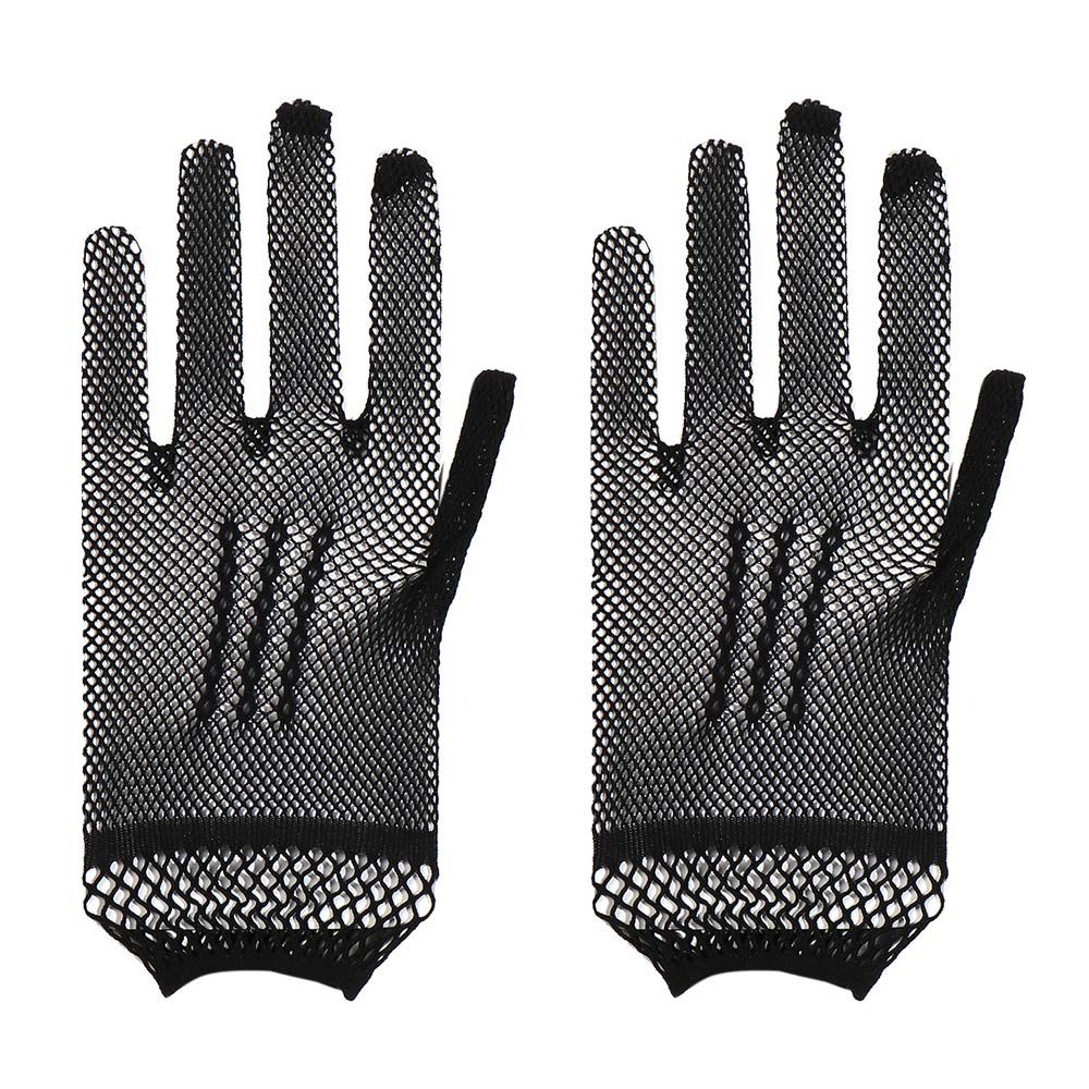 Women Hollow Out Punk Gloves Lace  Black Gloves Goth Elegant Lady Disco Costume Fingerless Mesh Fishnet Gloves