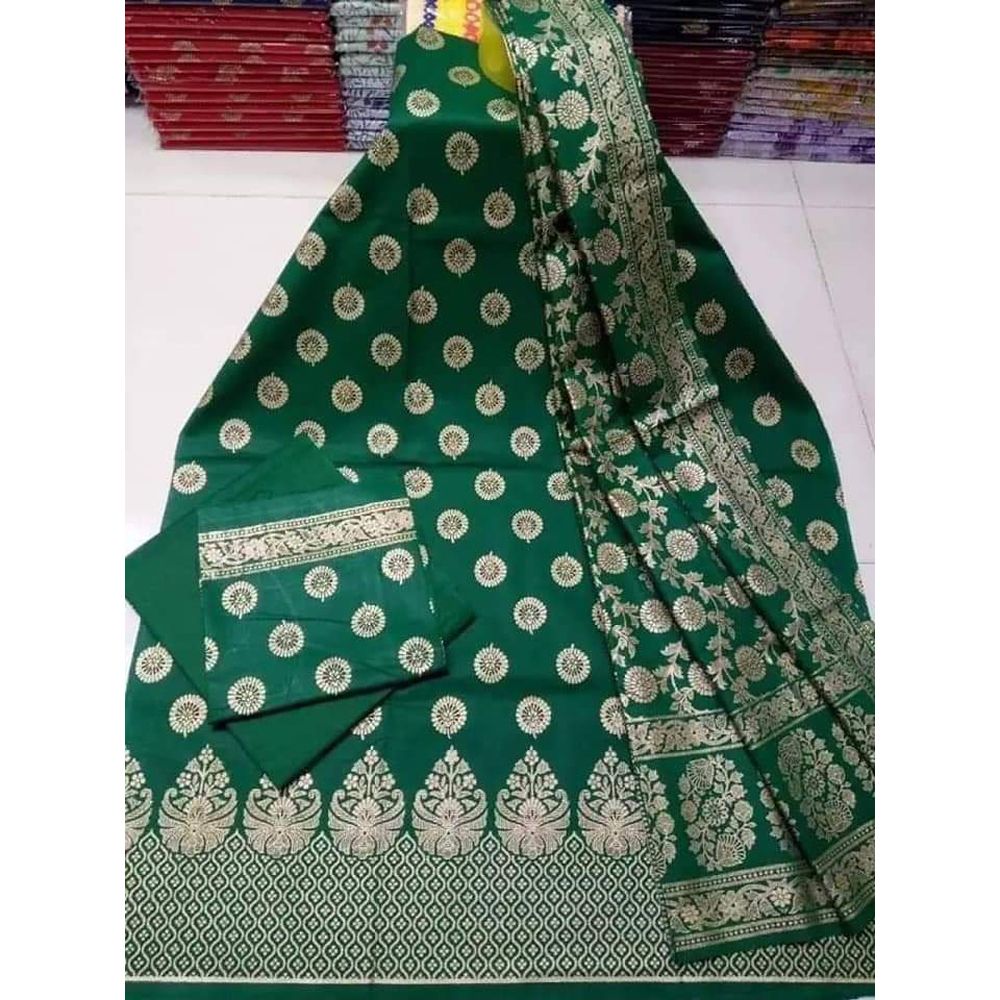 Block print Cotton Three Piece [3 Piece] [Fashion House] For Women