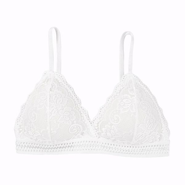 Thin French Style Bralette Lace Wireless Triangle Cup Women Lingerie Soft Bra Seamless Underwear Deep V Girls Hot