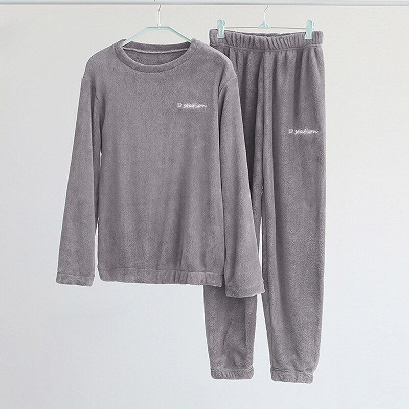 Winter Pajama Set Women Thick Warm Coral Fleece 2 Pcs Sleepwear Ladies Soft Warm Long Sleeve Pyjamas Women Home Loungewear