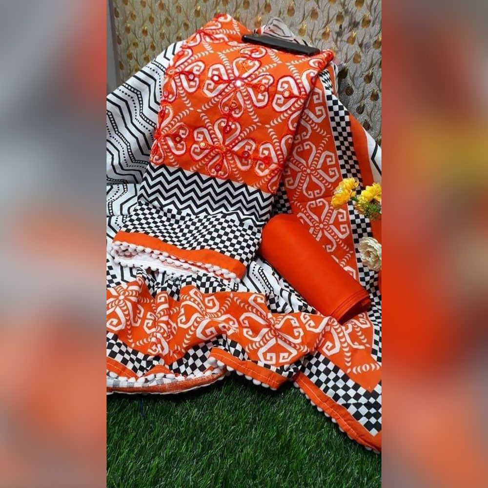 মহিলাদের জন্য নতুন জয়পুরী এরি আনস্টিচড ফ্যাশনেবল স্টাইলিশ জমকালো থ্রি পিস সেট পোশাক সালোয়ার কামিজ {3 পিস} অর্ক কটন আশ্রী জপুরি থ্রি পিশ