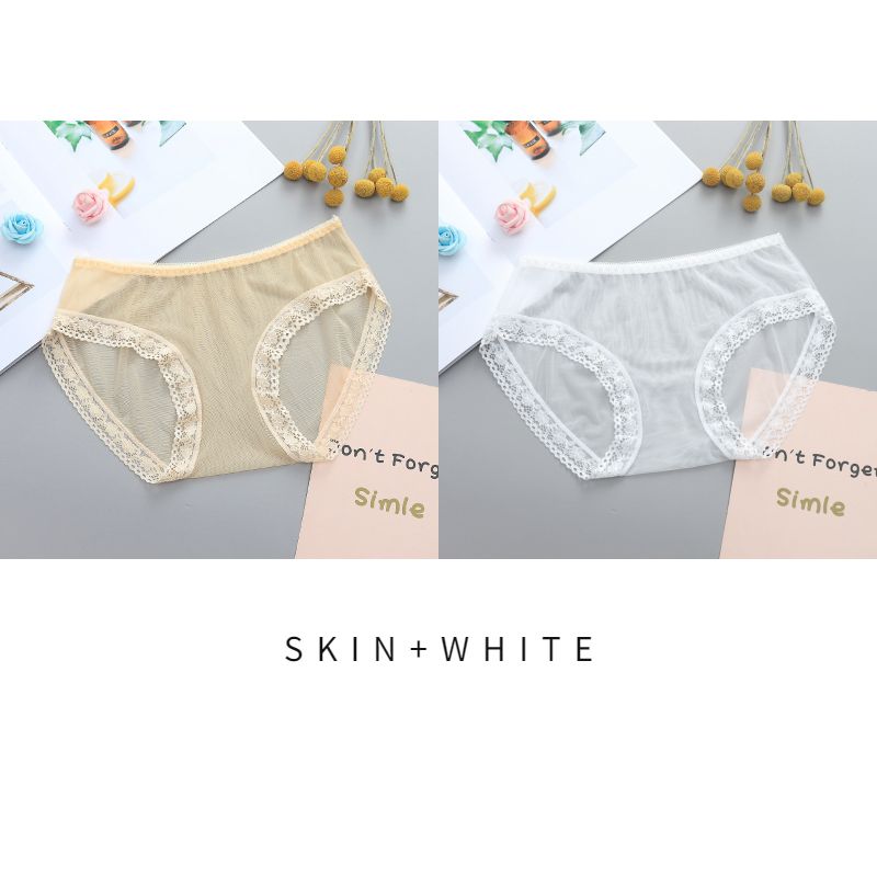 2PCS/Set Lace Panties for Women Hollow Low Waist Underwear Floral Edge Breathable Panty