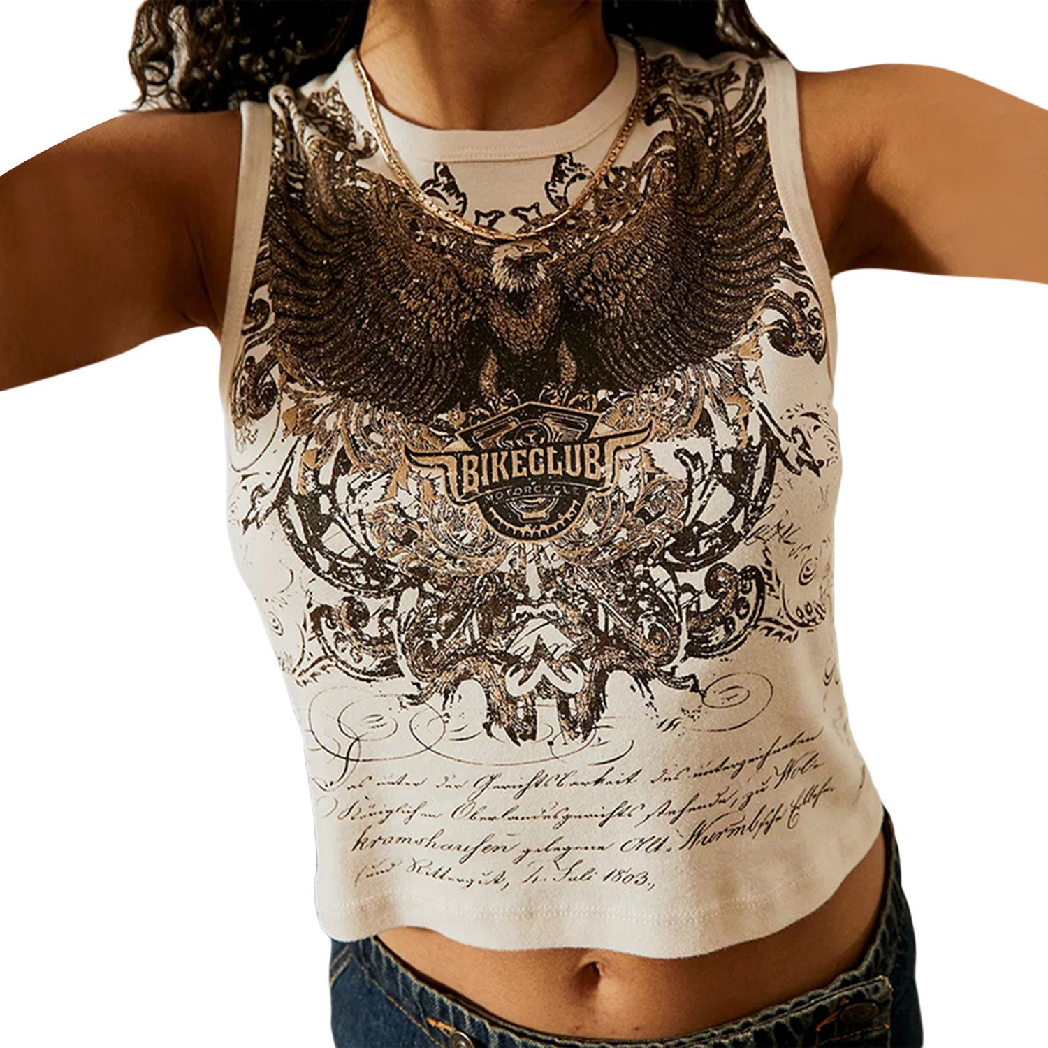 Women Tanks Tops with Totem Print, Skinny Fit Navel Casual Style Summer Clothing