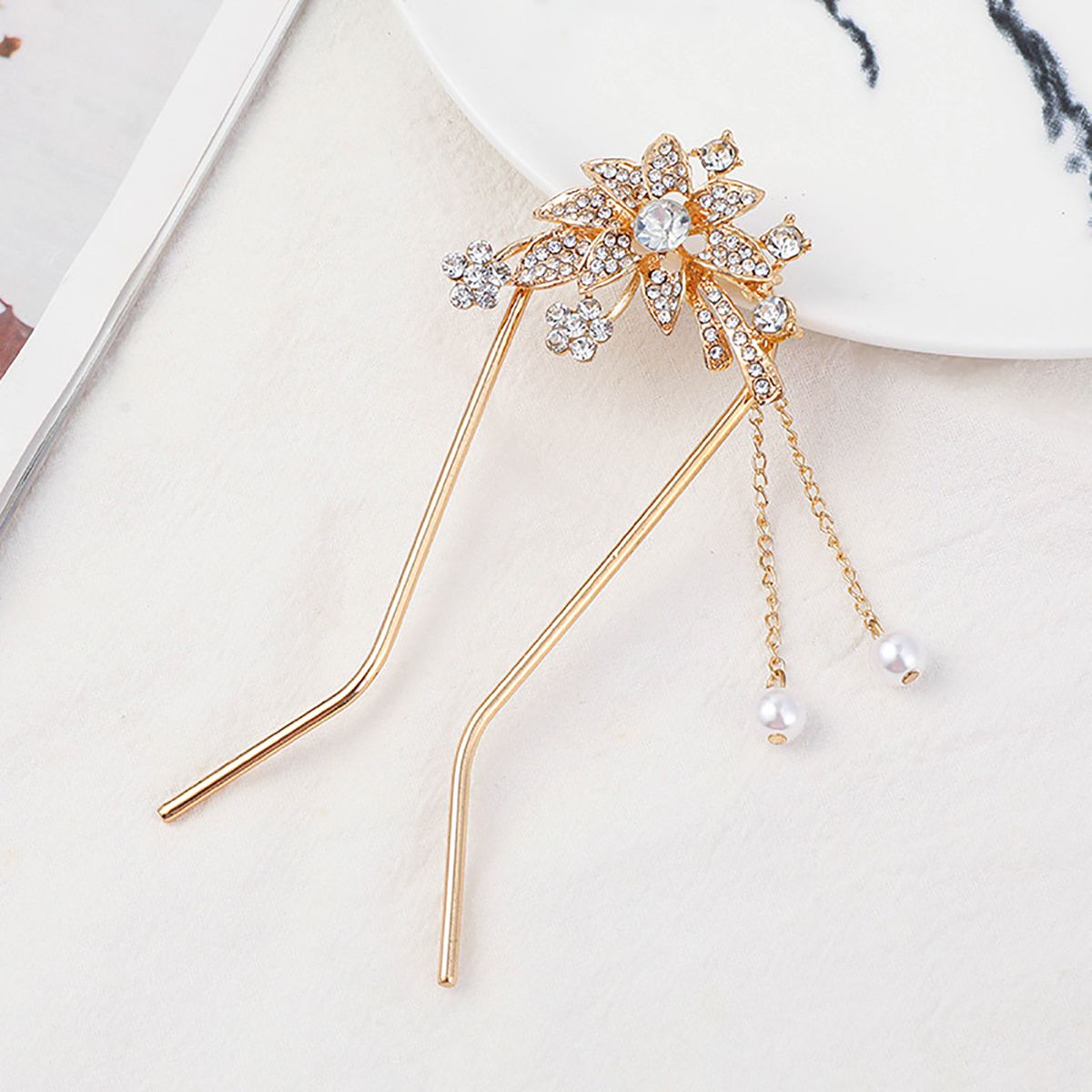 Hair Stick Exquisite Bridal Wedding Flower Rhinestone Hairpin
