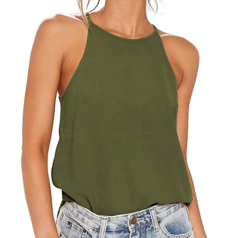 Women Tank Top Woman Halter Top Summer O Neck Sleeveless Tops Vest Female OL Shirt Tops Women