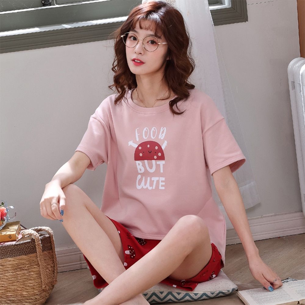 Summer Women Cotton Cartoon Pajamas Set Cute Pyjamas Sleepwear Nightwear Pijama Plus size Casual Lounge Wear Homewear