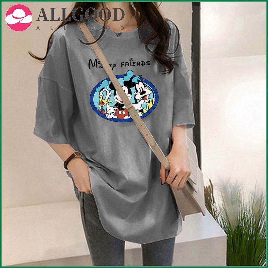 Disney Family T-Shirt Fashion Winnie the Pooh Mickey Mouse Stitch Fairy Dumbo SIMBA Cartoon Print Women T-Shirt Cotton Tee Tops