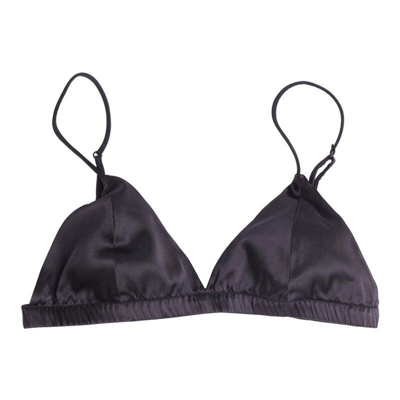Women Silk Bras 3/4 Cup Triangle Lingerie Wire Free Back Closure Adjusted-straps Women Underwear  Lingerie 8011