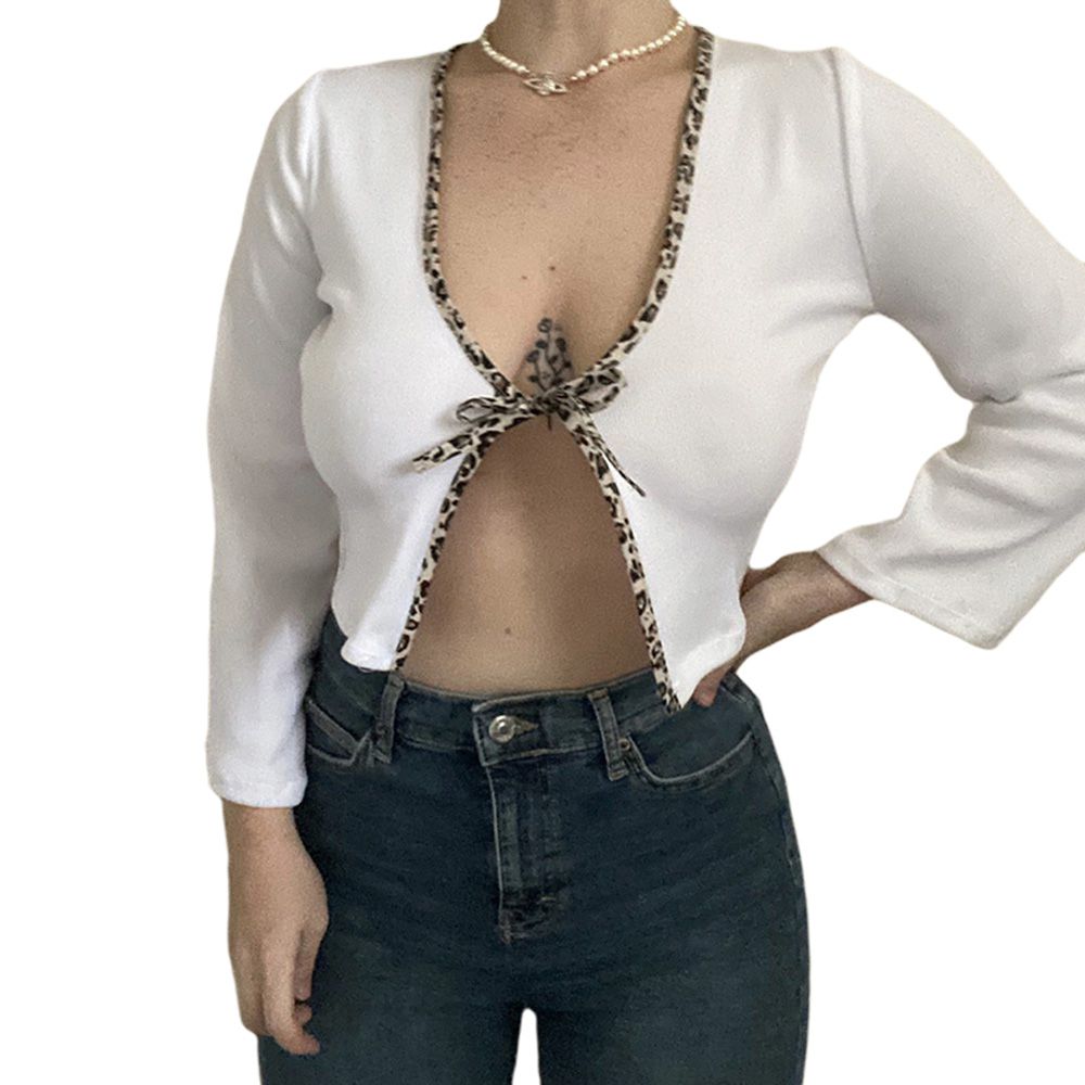 Women Long Sleeve Cardigan, Navel-exposed Short Style Sexy V-neck Slim Spring Clothing