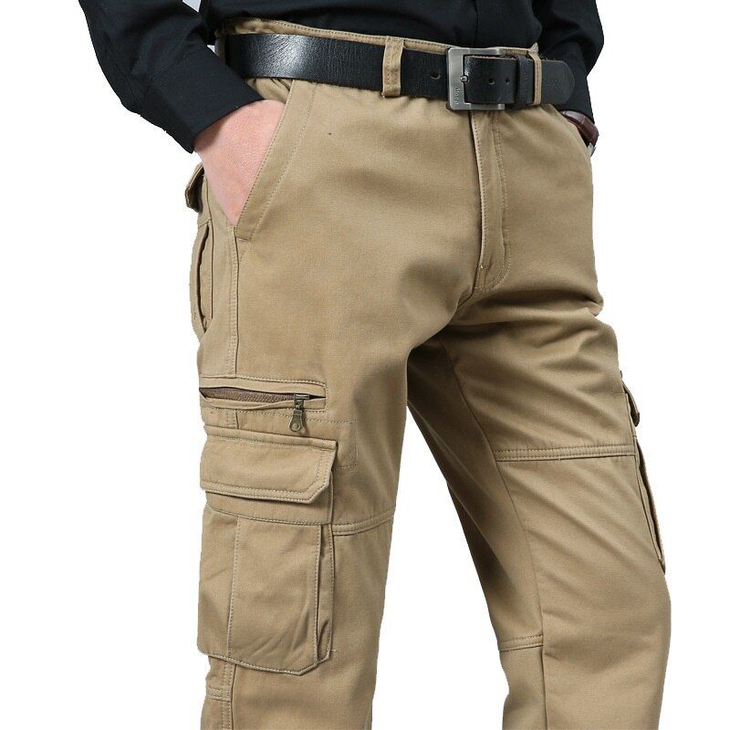 Men's Loose Multi-pocket Casual Overalls Plus Size Four Seasons Cotton Trousers Outdoor Long