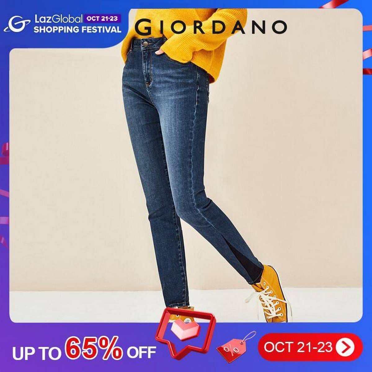 Women Jeans Button Closure Zip Fly Pockets Jeans Contrast Cuffs Moustache Effect Denim Jeans  05410073