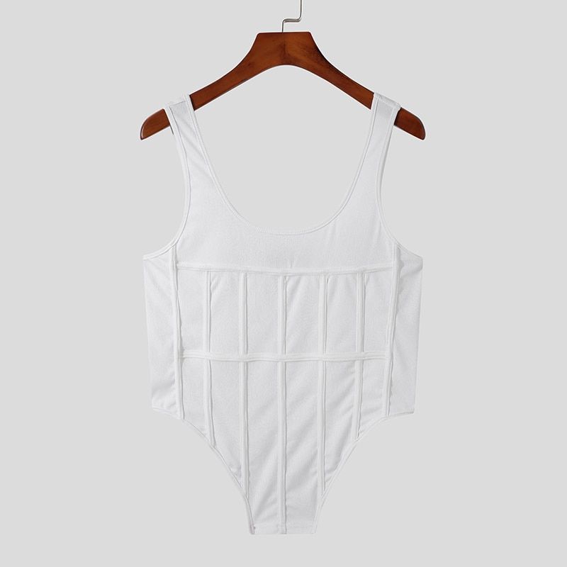 Men TaTops Solid Color Sleeveless Striped Skinny Casual Irregular Vests Vacation Streetwear Men Clothing S-5XL 7