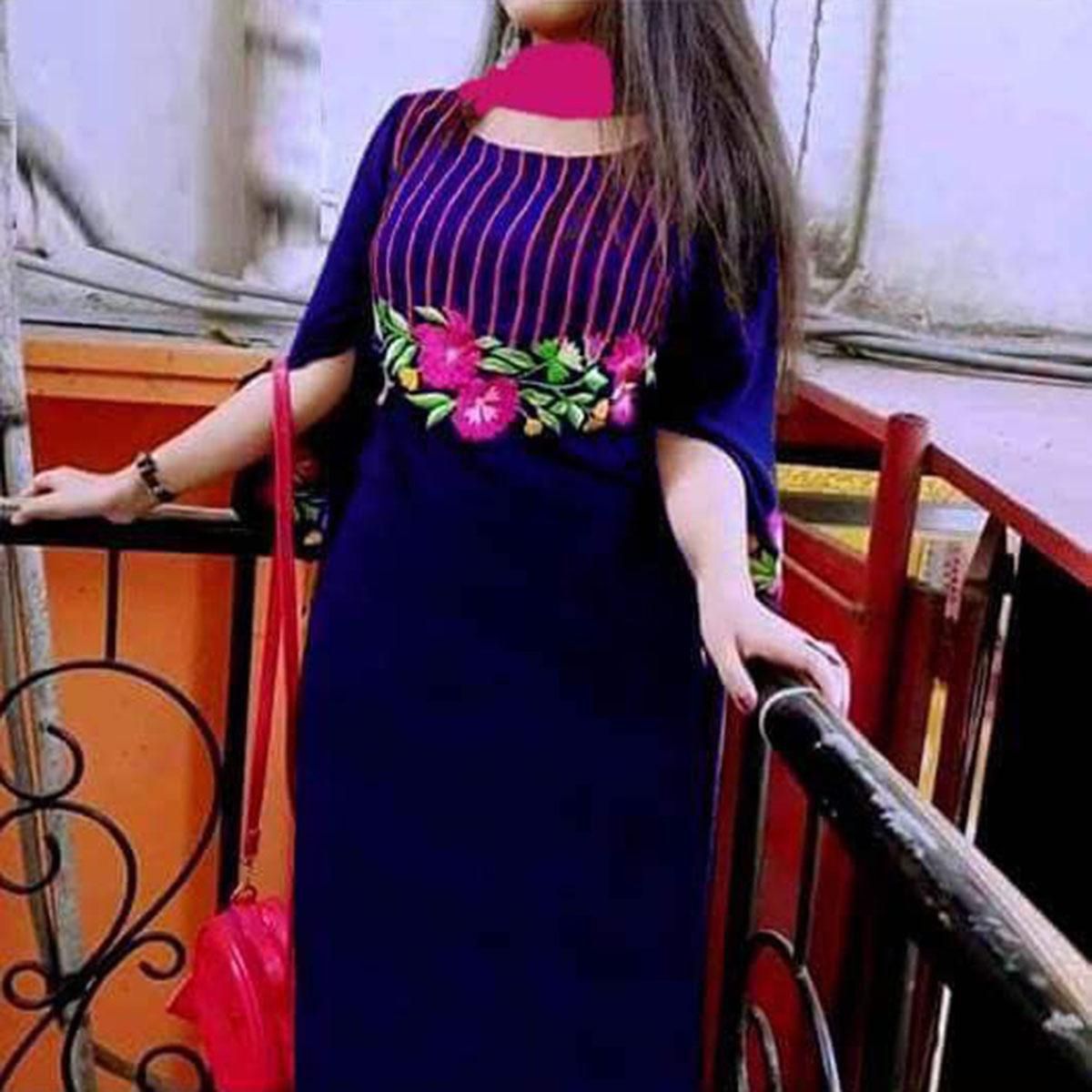 Unstitched Navy Blue Georgette Embroidery Work Salwar kameez For Women