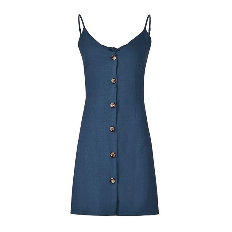 IELGY Sexy sling V-neck back strap single-breasted dress