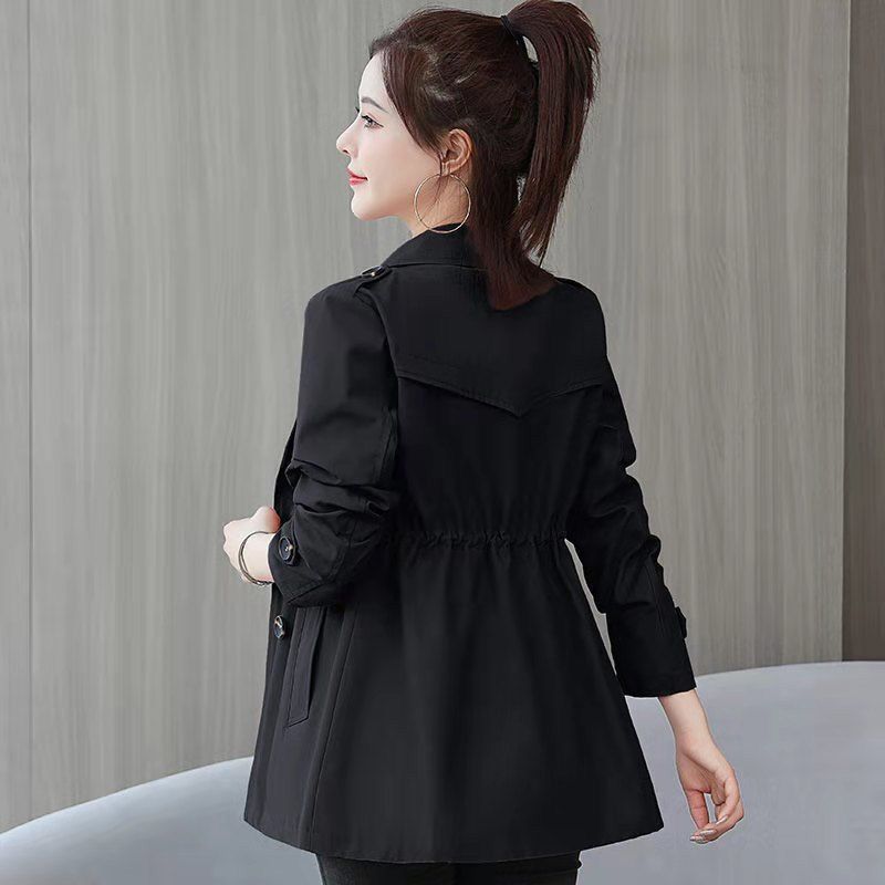 New Shirring Lining Windbreaker Women's Tament High-End Drape Spring And Autumn Ladies Double ed Jacket Pink