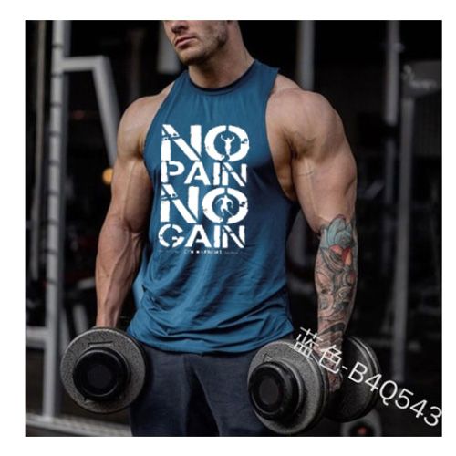Mens TaTop Letter Print No Pain No Gain Vest Gym Clothing Men Bodybuilding TaTops Summer Srt Sleeveless Vests Plus Size