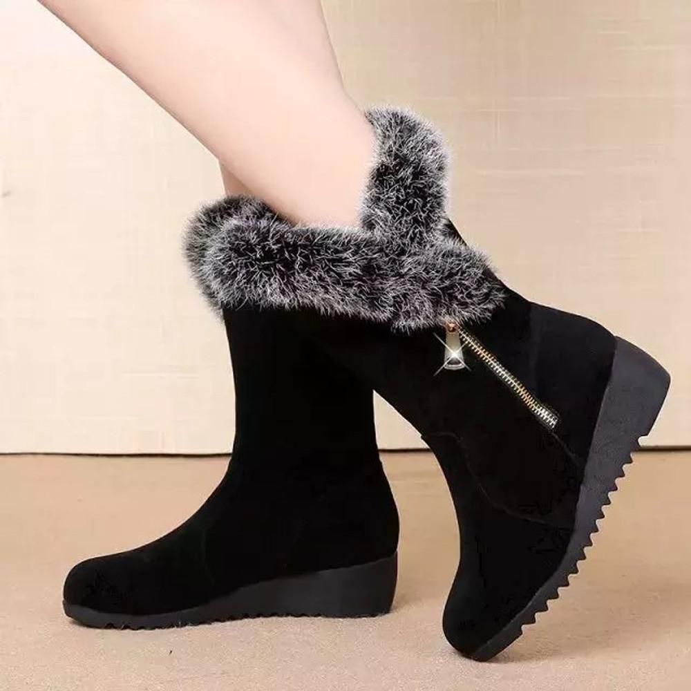 New arrivals korean fashion boots for women ladies Women Ankle Boots Zipper Plus Velvet Voots Wedge Platform Winter Warm Snow Boots Women Foreign Version winter Booots