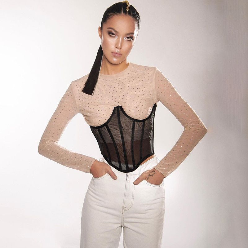 Women Shapers Female Backless y ed Corset Belt Tops Elegant Ladies Slim  Fashion Mesh Underwear Clothing